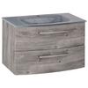 Waschbecken Mit Unterschrank Stockholm B: 80cm, Grau Dekor - Eiche grau/Grau, KONVENTIONELL, Glas/Holzwerkstoff (80cm) - Held