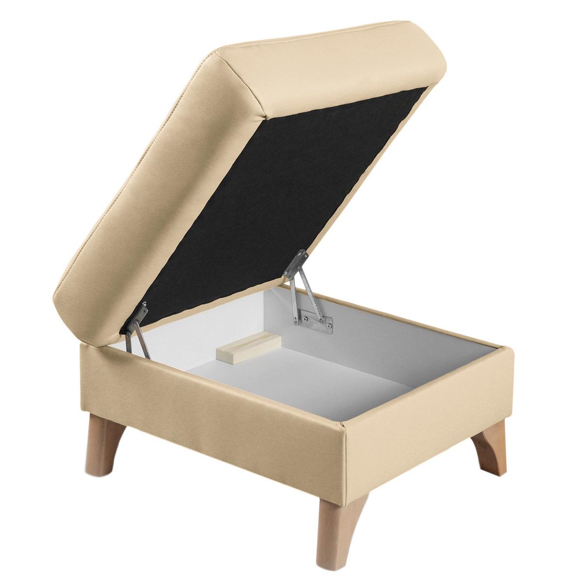 Hocker Fargo Beige B: 70 Cm - Beige/Buchefarben, Design, Leder/Textil (70/44/60cm) - Livetastic