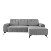 Ecksofa mit USB Anschluss Sano,silberfarben,s:258x180 cm - Silberfarben/Schwarz, MODERN, Textil (258/180cm) - Livetastic