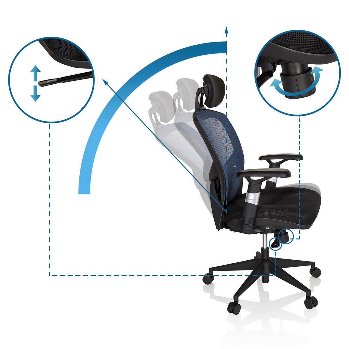 Bürostuhl Venus Base Blau/schwarz Bis 120 Kg - Blau/Schwarz, Basics, Kunststoff/Textil (66/117/65cm) - MID.YOU