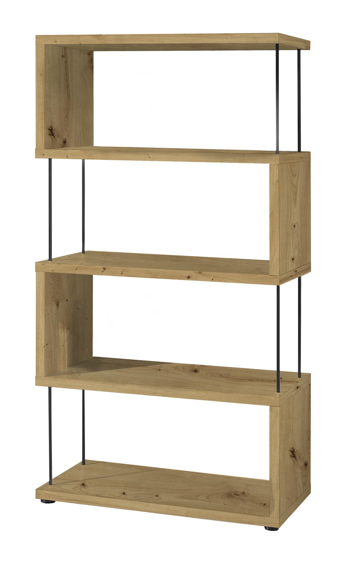 STOJACÍ REGÁL STICKS - barvy dubu/černá, Moderní, kompozitní dřevo/plast (66/126/33cm) - Mömax