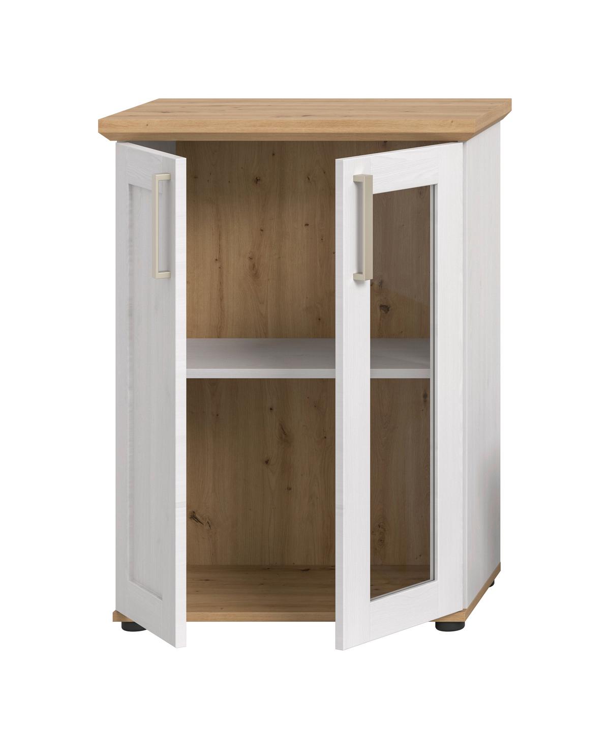 Vitrine Verona Lärchefarben /Eiche Dekor B: 64cm - Lärchefarben/Schwarz, Design, Holzwerkstoff (64/88/37cm) - Livetastic