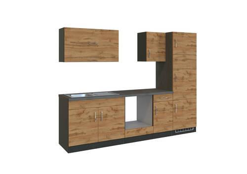 Küchenzeile Sorrento ohne Geräte B: 270 cm Eichefarben - Eichefarben/Anthrazit, MODERN, Holzwerkstoff (270/200/60cm) - Held