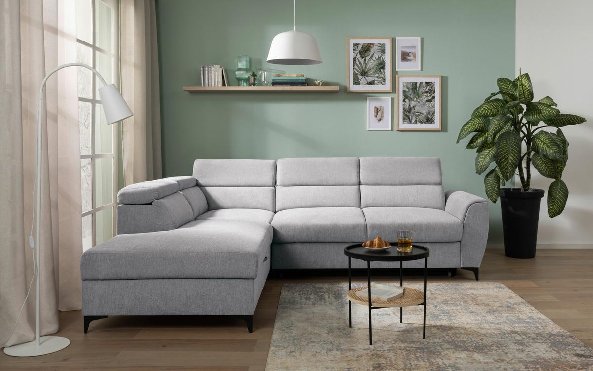 Ecksofa Lapis Hellgrau S: 217/255 cm - Hellgrau/Schwarz, KONVENTIONELL, Textil (217/255cm) - MID.YOU