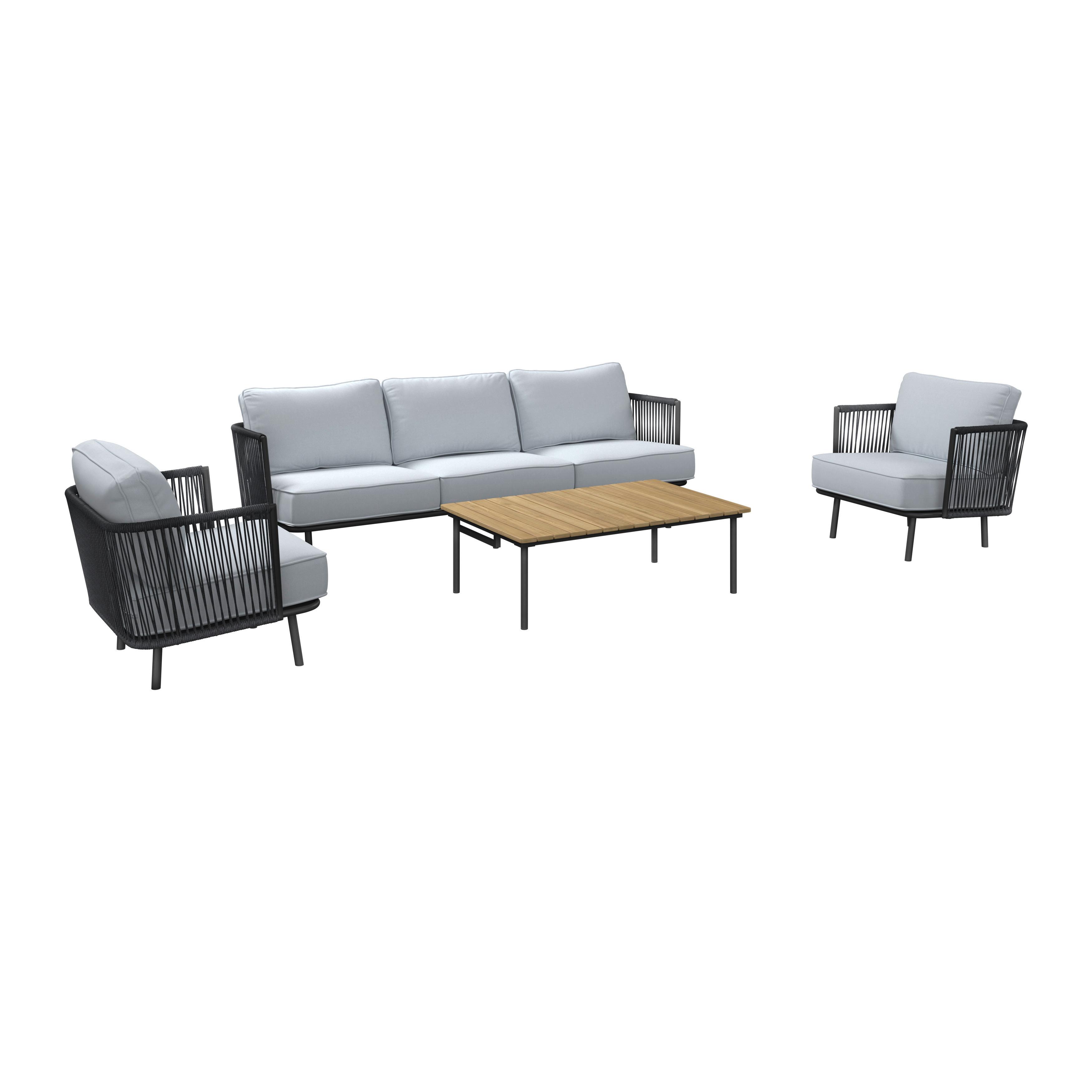 Loungegarnitur Montana - Schwarz/Naturfarben, MODERN, Holz/Kunststoff - Beldano