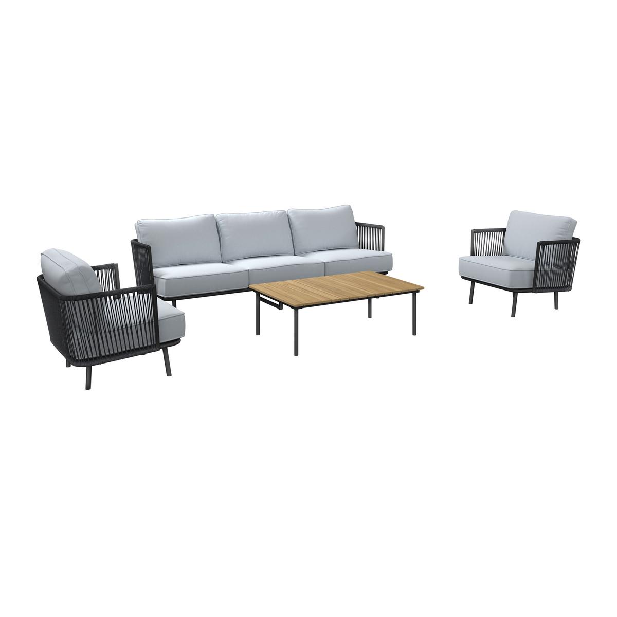 Loungegarnitur Montana - Schwarz/Naturfarben, MODERN, Holz/Kunststoff - Beldano