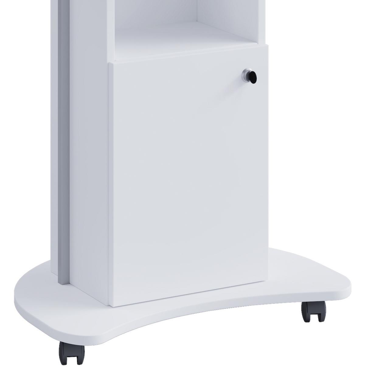 Stehpult mit Stauraum + Rollen B 56cm H 93cm Komil, Weiß - Weiß, Basics, Holzwerkstoff (56/41/93cm) - MID.YOU
