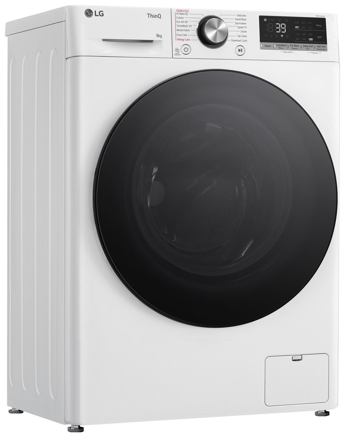 Waschmaschine LG F2v7slim9 9 kg 1160 U/Min ThinQ - Weiß, Basics, Glas/Kunststoff (60/85/47,5cm) - LG