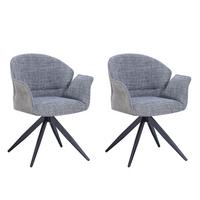 Armlehnstuhl Hilda Grau drehbare Sitzfläche 2er-Set - Schwarz/Grau, MODERN, Textil/Metall (61/81/60cm) - MID.YOU