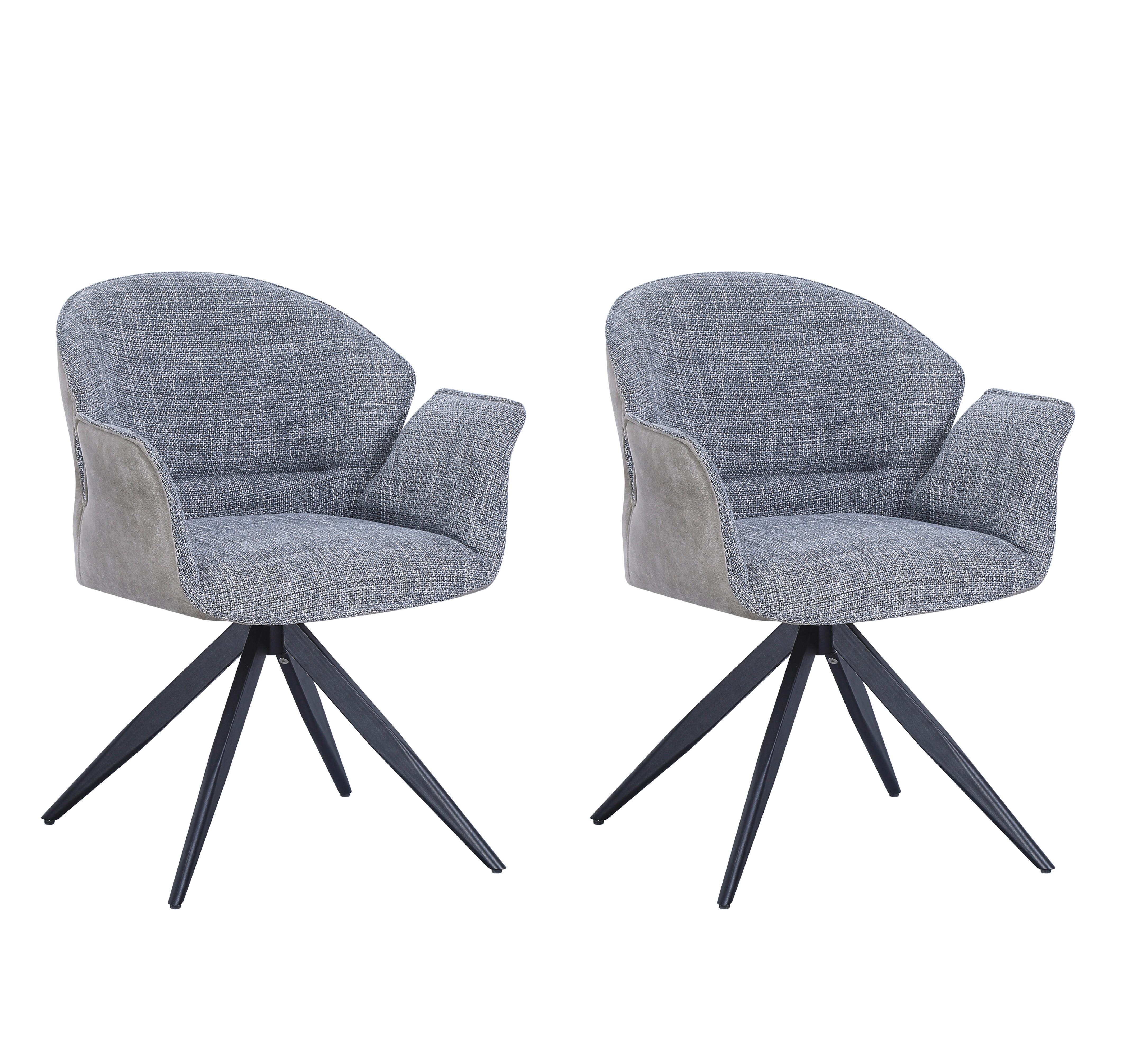 Armlehnstuhl Hilda Grau drehbare Sitzfläche 2er-Set