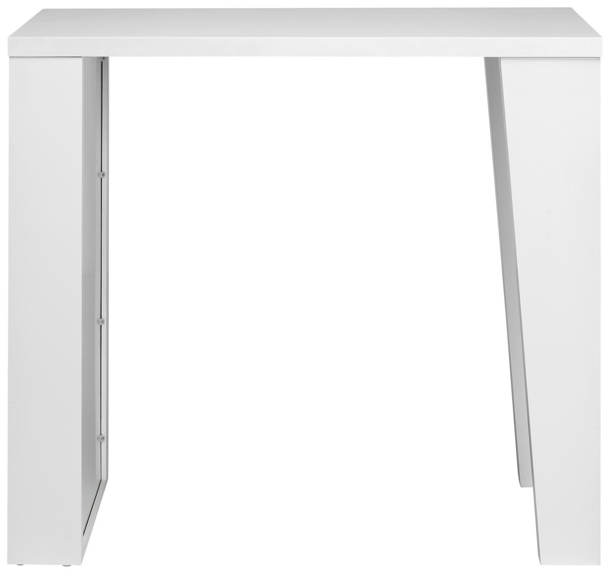Bartisch Lyon 120x107x60 Cm Mdf Weiß Hochglanz 3 Ablagen - Weiß Hochglanz, KONVENTIONELL, Holzwerkstoff/Metall (120/107/60cm)
