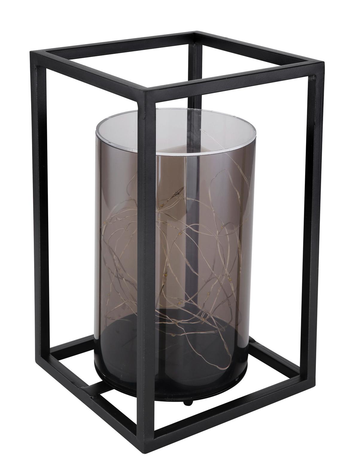 Solarleuchte Grau/schwarz 33817 H: 28 Cm - Schwarz/Grau, Basics, Kunststoff/Metall (17/17/28cm) - Globo