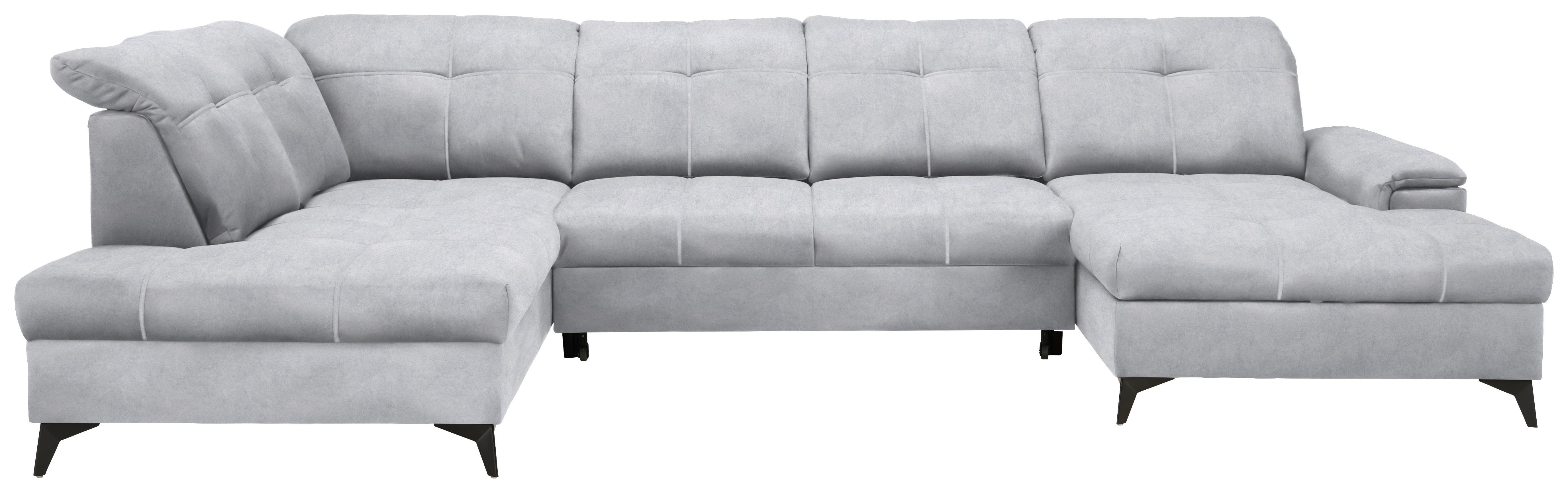 Sedacia súprava U SIERRA, ľavá, svetlosivá CLOUD - čierna/svetlosivá, Modern, kov/textil (230/364/181cm) - Mömax