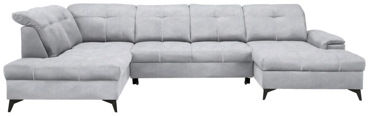 Sedacia súprava U SIERRA, ľavá, svetlosivá CLOUD - čierna/svetlosivá, Modern, kov/textil (230/364/181cm) - Mömax