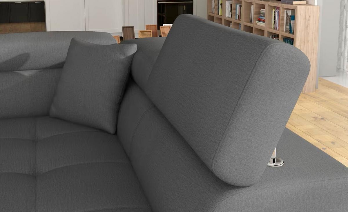 Ecksofa Anton Grau, Hellgrau S: 272x203 Cm - Chromfarben/Hellgrau, Design, Textil (272/203cm) - MID.YOU