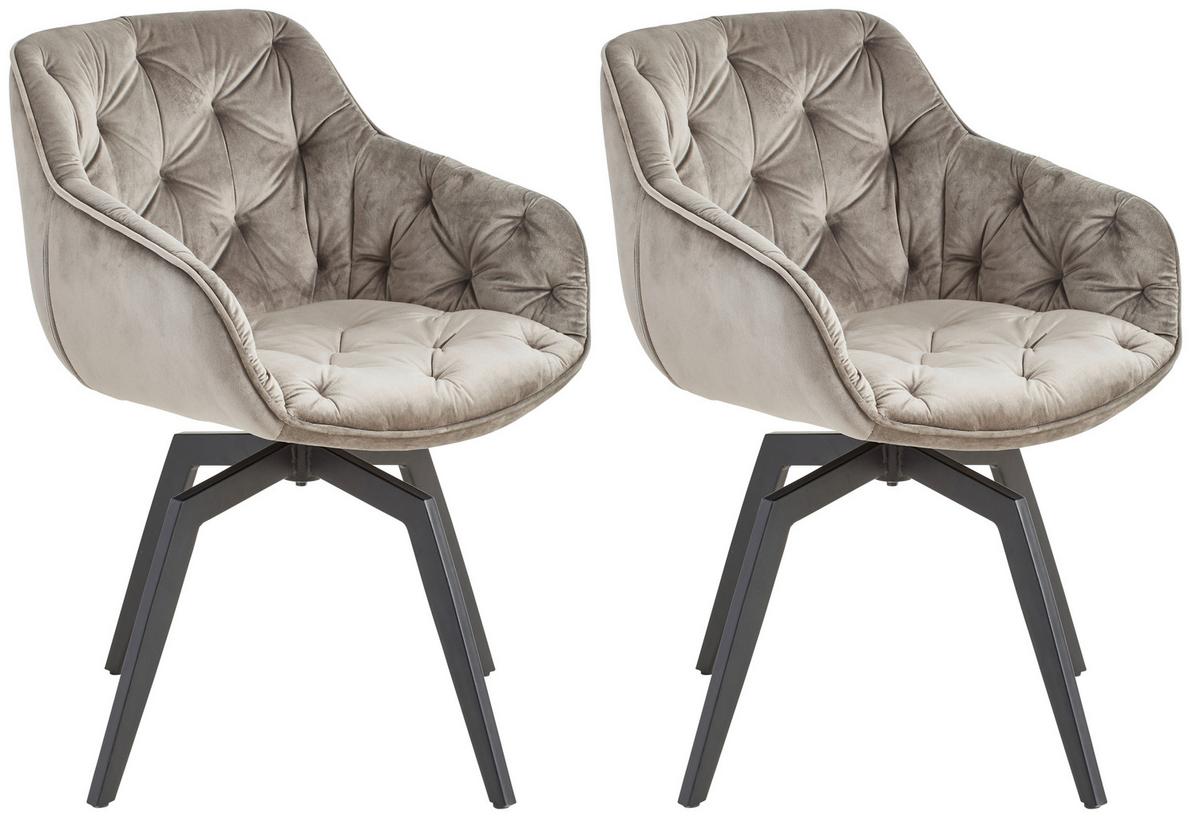 Armlehnstuhl-set 2er Avegno Dunkelgrau Drehbare Sitzfläche - Dunkelgrau/Schwarz, MODERN, Holz/Textil (58/83/63cm) - Livetastic