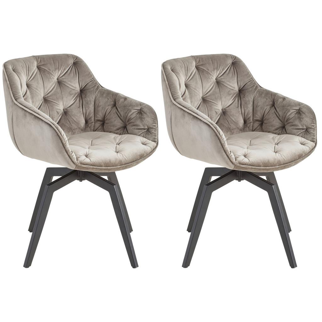 Armlehnstuhl-Set 2er Avegno Dunkelgrau drehbare Sitzfläche