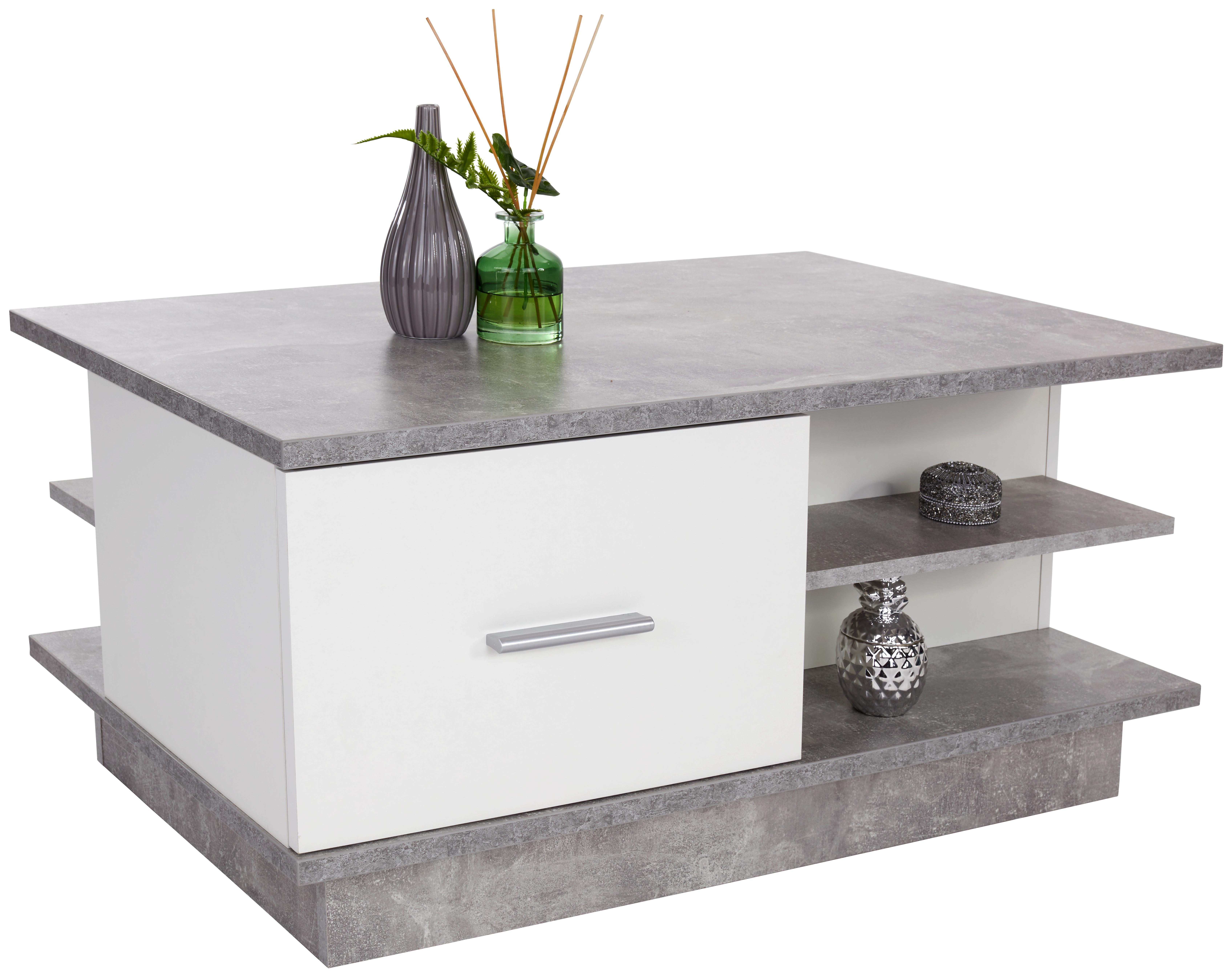 Dohányzóasztal City - Világosszürke/Fehér, modern, Faalapú anyag (100/45/60cm)