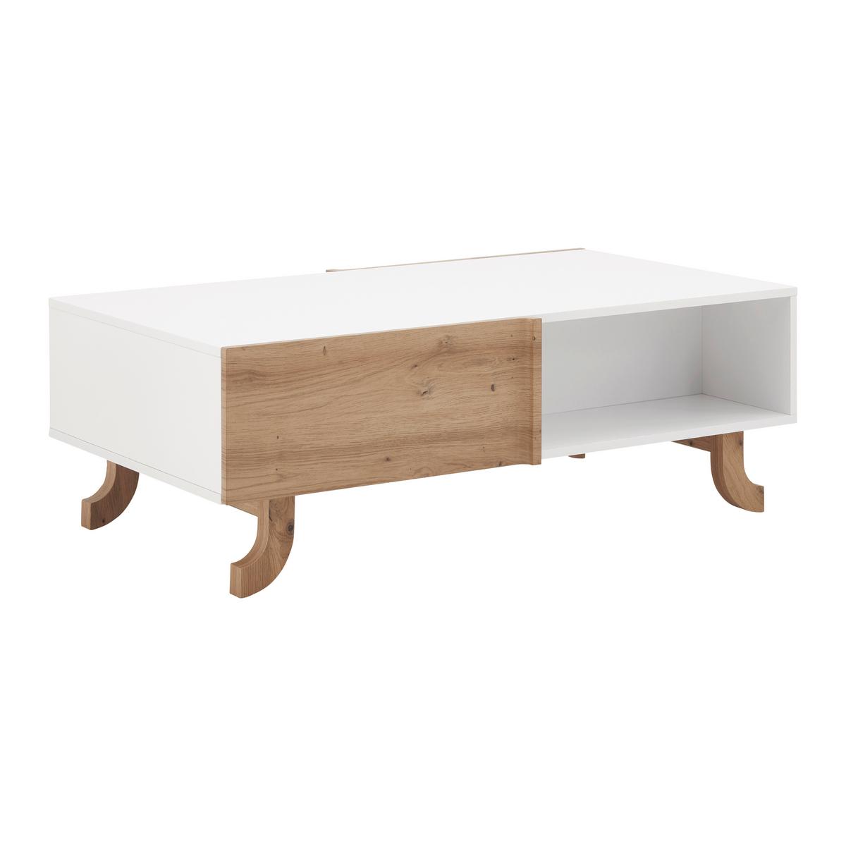 Konferenčný stolík VIRA farby dubu/biela - biela/farba borovice, Modern, drevo (110/38/66cm) - Bessagi Home