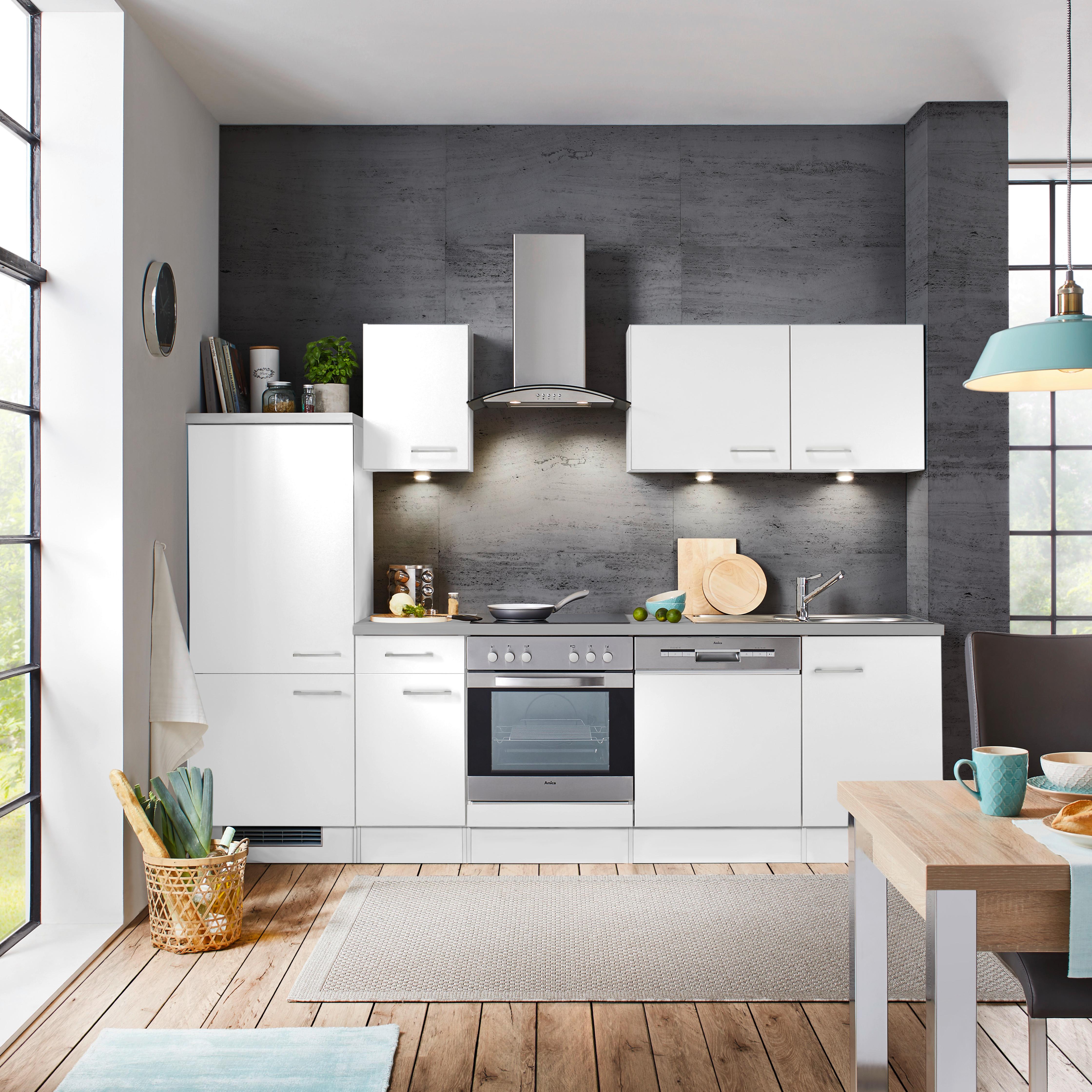 Kuchynský blok NEO bez spotrebičov, šírka 270 cm - biela, Modern, kompozitné drevo (270cm) - FlexWell