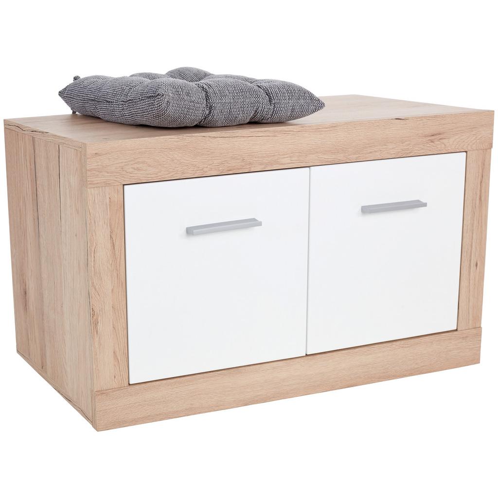 Garderobenbank Malta B: 94,9 cm 2 Türen, Eiche Dekor/Weiß