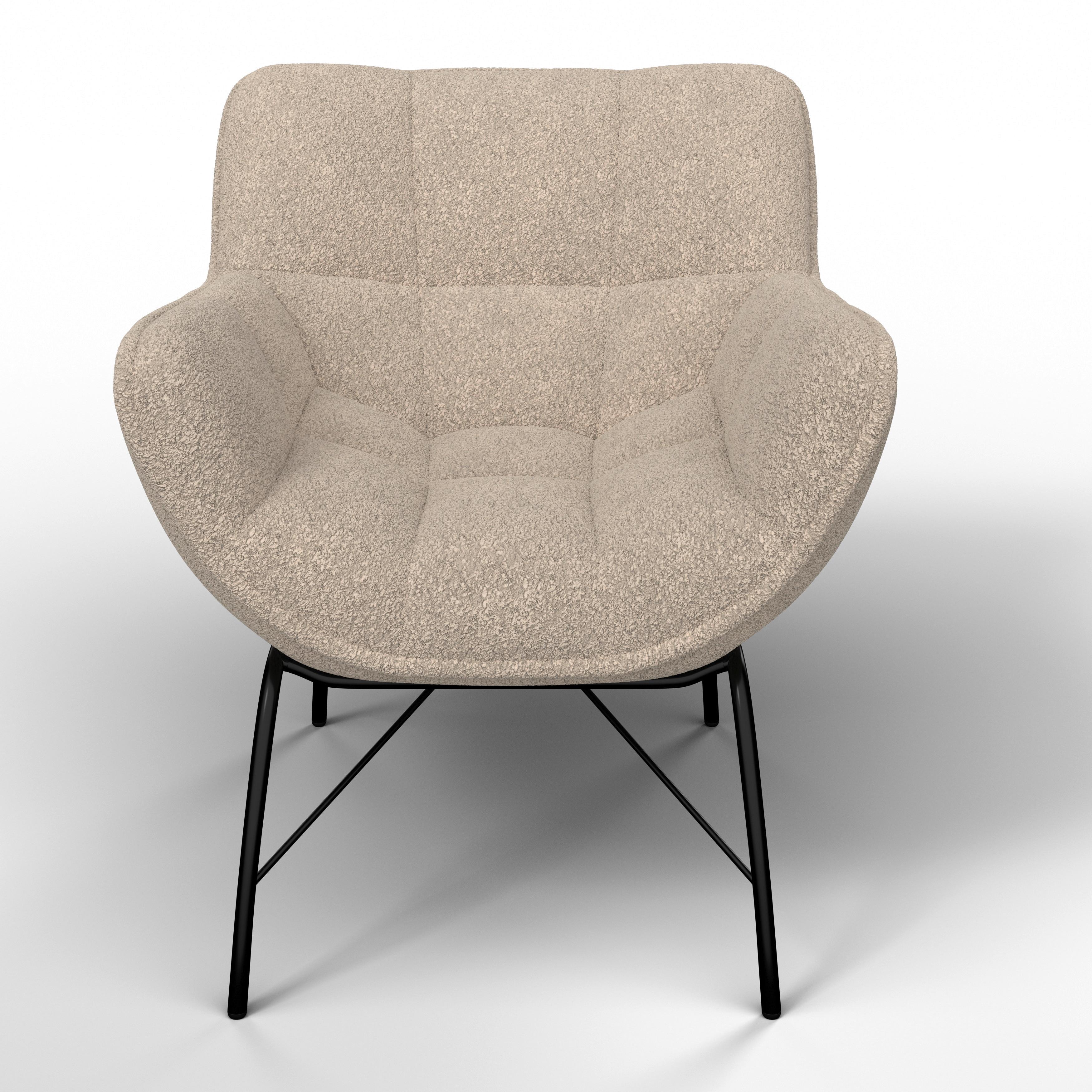 Relaxační křeslo ROBIN, béžová barva - černá/béžová, Moderní, kov/textil (72/78/81cm) - Bessagi Home