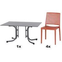 Gartengarnitur T20160 - Rot, Basics, Holzwerkstoff/Kunststoff (90/80/140cm) - Siena Garden