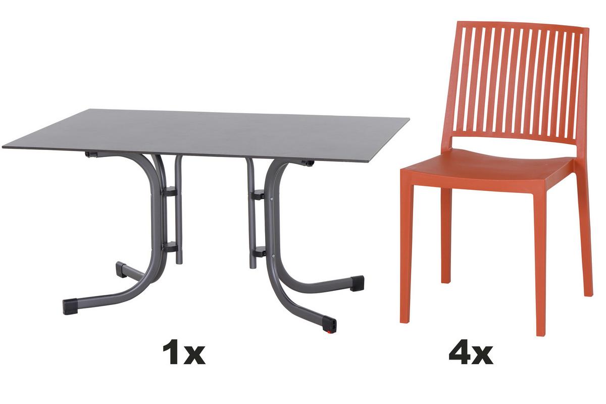 Gartengarnitur T20160 - Rot, Basics, Holzwerkstoff/Kunststoff (90/80/140cm) - Siena Garden
