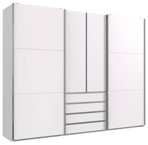 Schwebetürenschrank Mit Laden B: 300 cm Magic, Weiß - Weiß, MODERN, Holzwerkstoff (300/236/65cm) - MID.YOU