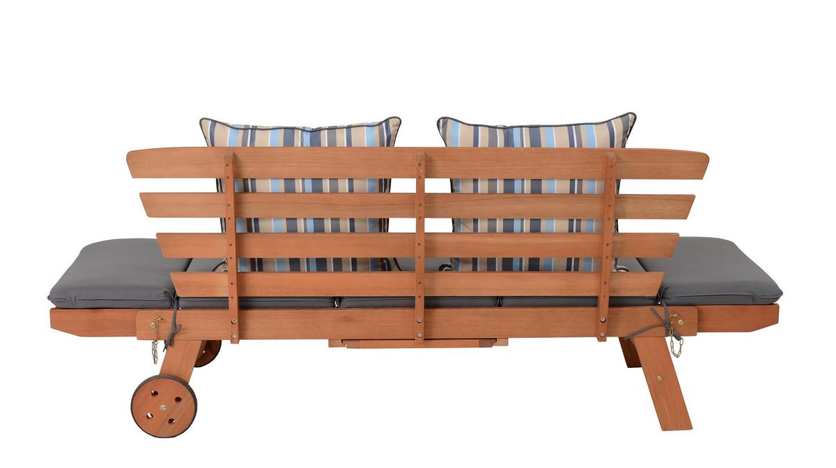 Gartenbank Eukalyptusholz 2-Sitzer Rincon Mit Kissen - Braun/Grau, Basics, Holz/Textil (190/77,5/68cm) - Gardenson