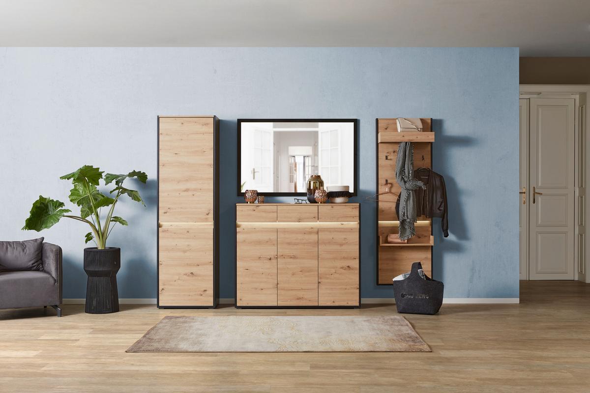 Wandspiegel Welcome Rechteckig Bxh: 130x84 Cm Schwarz Matt - MODERN, Glas/Holzwerkstoff (130/84/2,2cm)