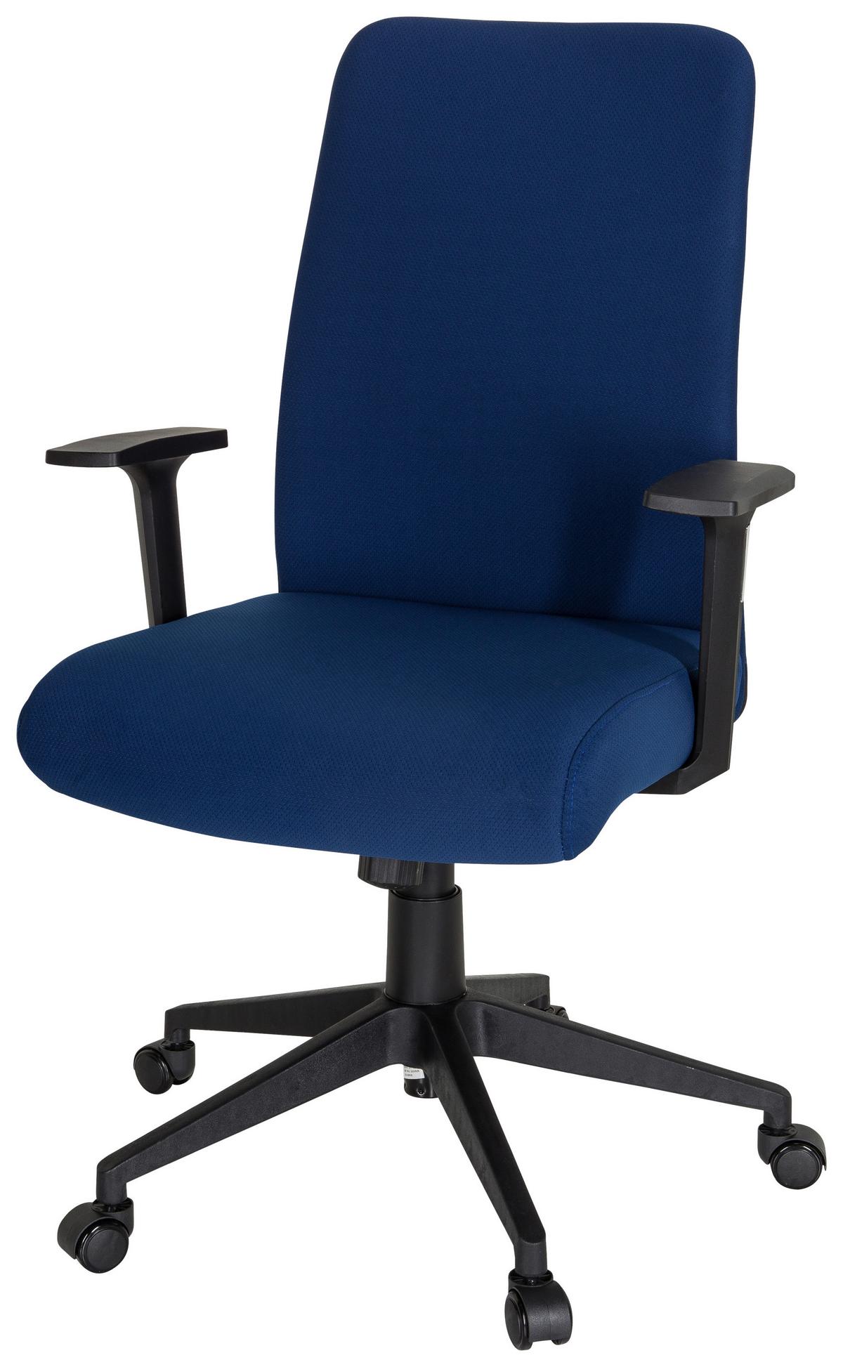 Drehstuhl Cosio I Armstützen Blau/Schwarz Bis 100kg - Blau/Schwarz, MODERN, Kunststoff/Textil (65/120/62cm) - MID.YOU