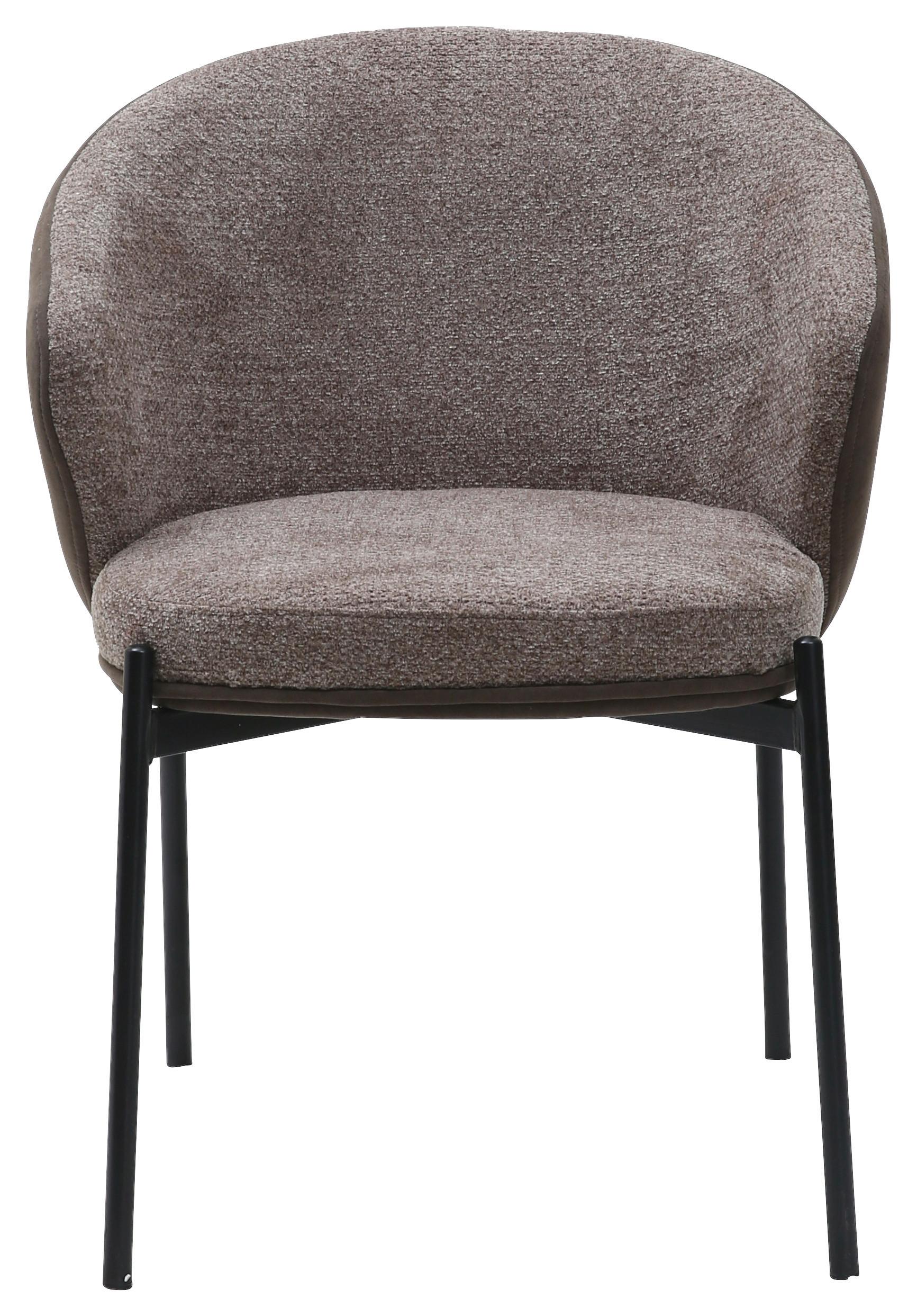 Armehnstuhl Cara Textil Braun B : 56 Cm - Schwarz/Braun, MODERN, Textil/Metall (56/76,5/57,5cm) - MID.YOU