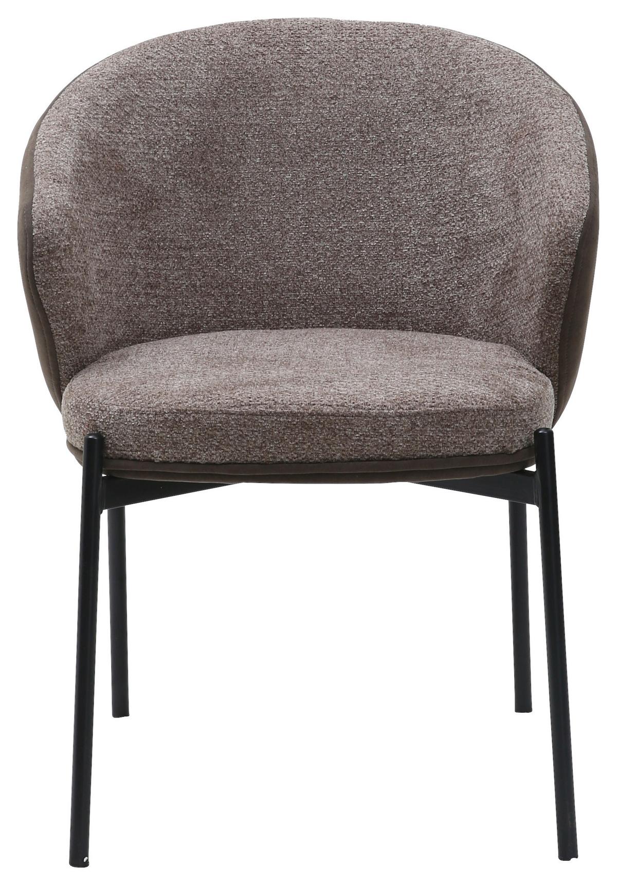 Armehnstuhl Cara Textil Braun B : 56 cm - Schwarz/Braun, MODERN, Textil/Metall (56/76,5/57,5cm) - MID.YOU