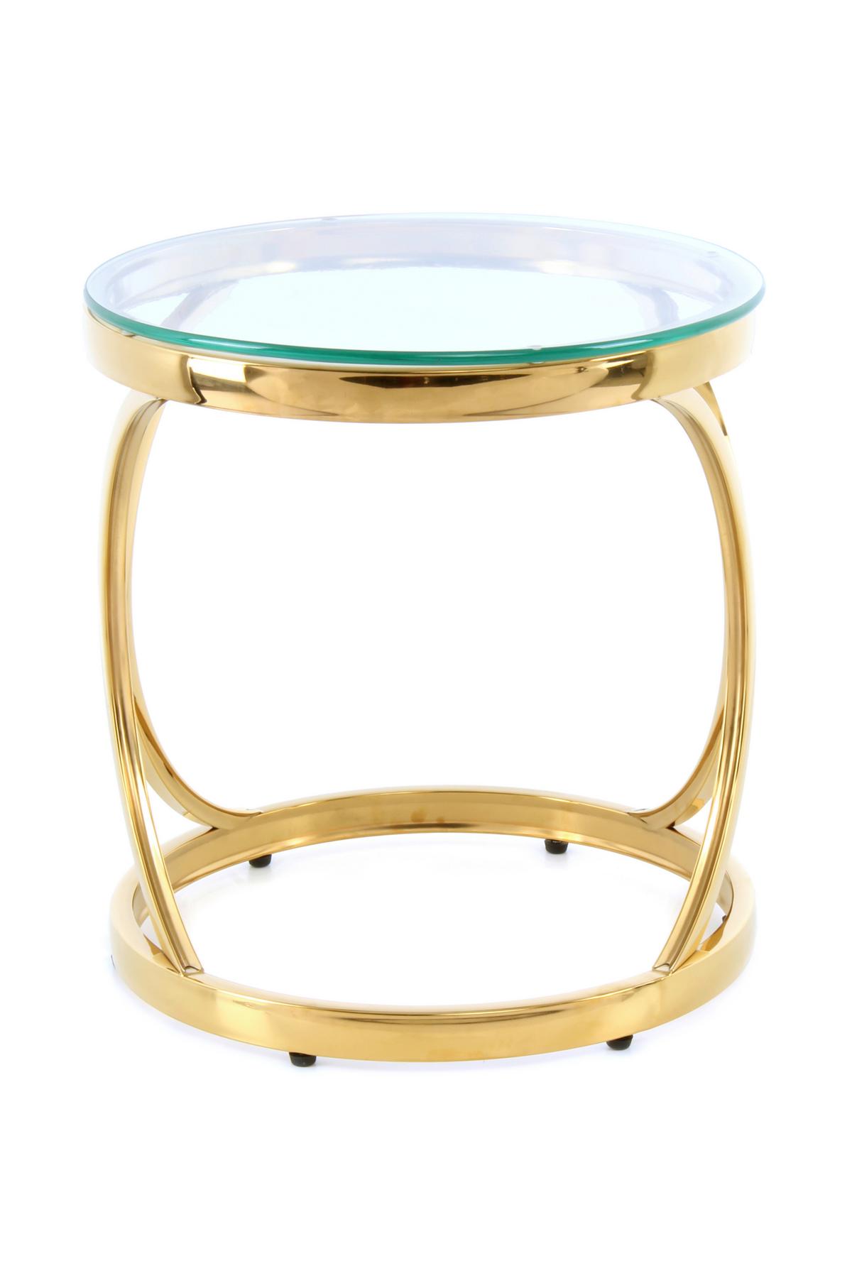 Beistellitsch mit Glasplatte Weyda, Gold/Klar - Klar/Goldfarben, Basics, Glas/Metall (40/42/40cm) - Kayoom