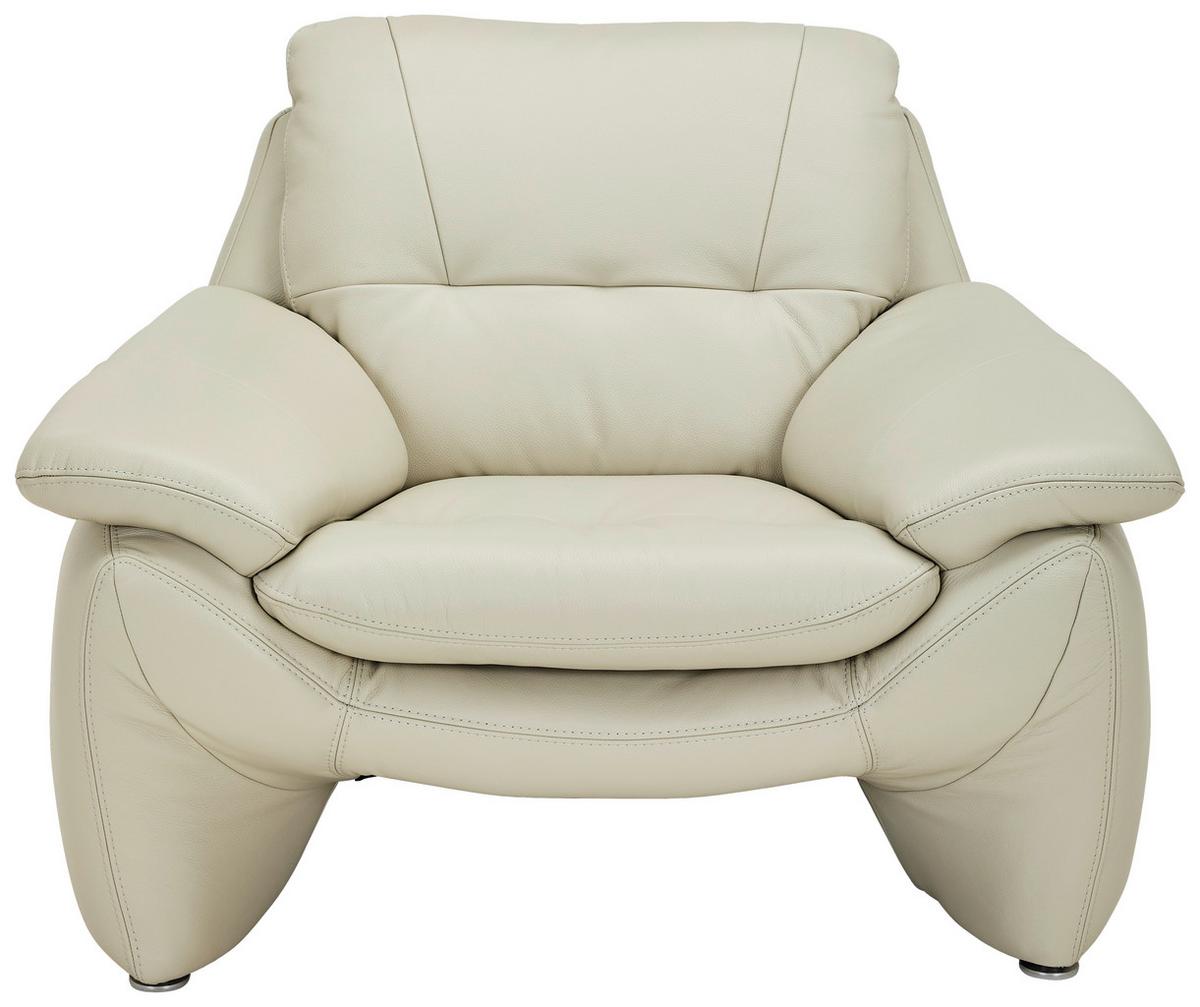 Sessel Bretania, Hellgrau B: 110 cm - Silberfarben/Hellgrau, KONVENTIONELL, Leder (110/91/86cm) - Livetastic