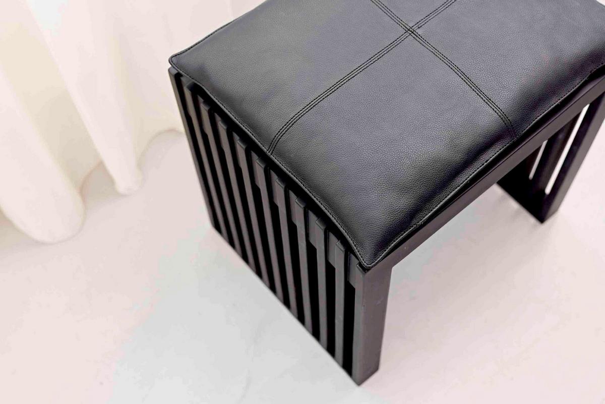 HOCKER RIB - Schwarz, KONVENTIONELL, Holz (45/43/35cm) - MID.YOU