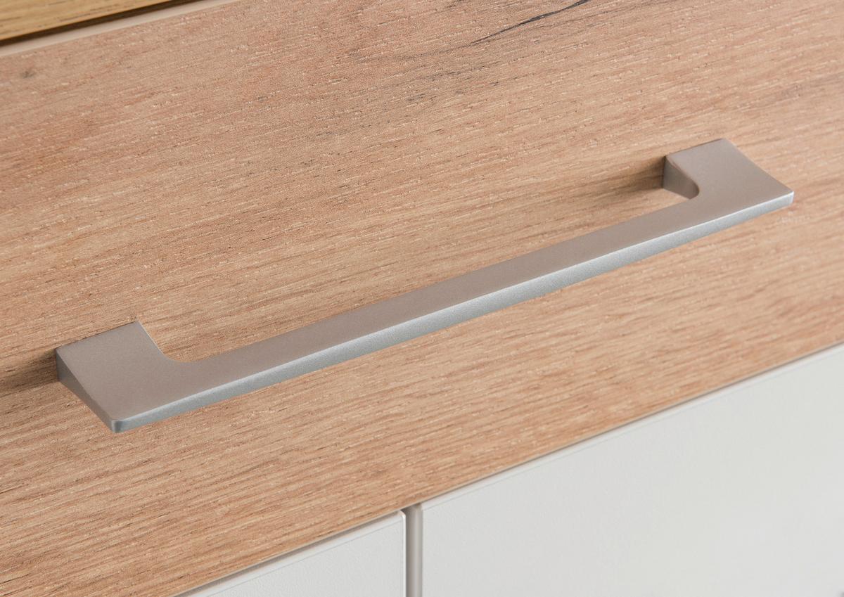 Schuhschrank Gw-Topix Weiß/ Eiche Dekor 2-Türig B: 89 cm - Eichefarben/Alufarben, MODERN, Holzwerkstoff (89/118/37cm) - Germania