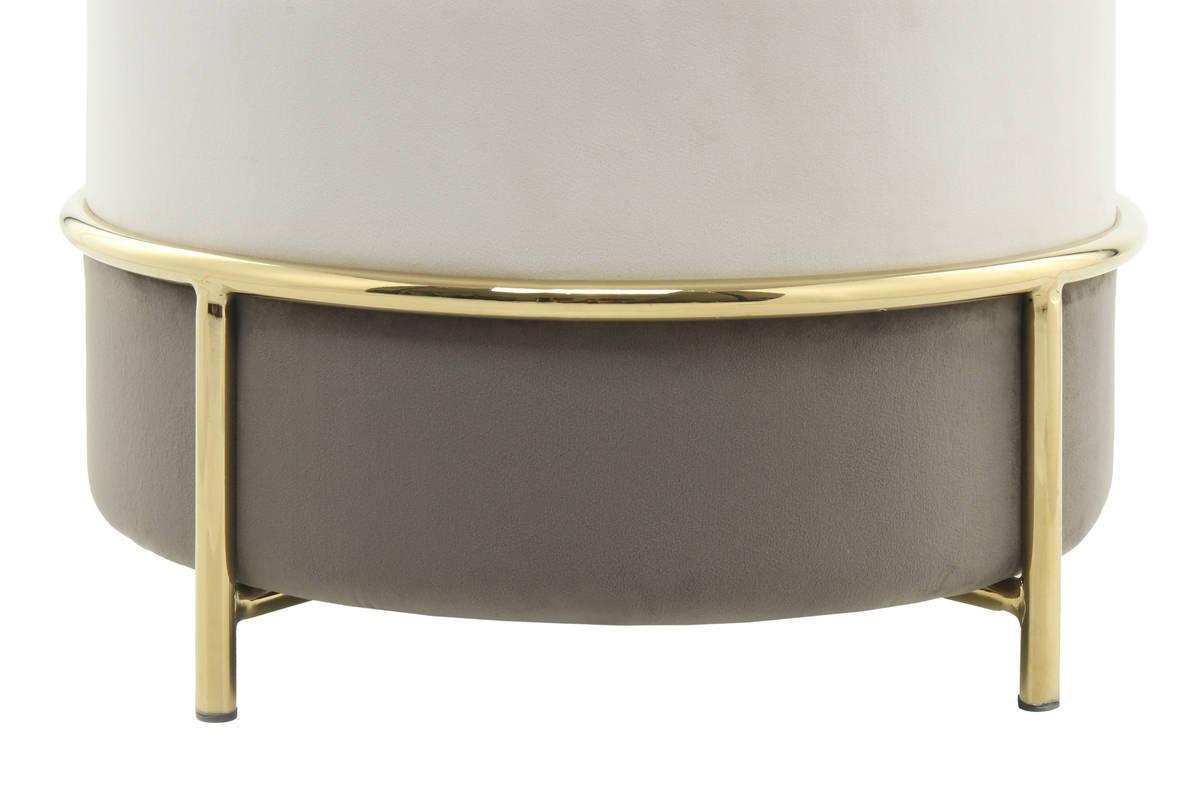 Hocker Pouf Samt Creme H: 46 cm Rund - Goldfarben/Creme, Basics, Holzwerkstoff/Textil (48,5/46/48,5cm) - Kayoom