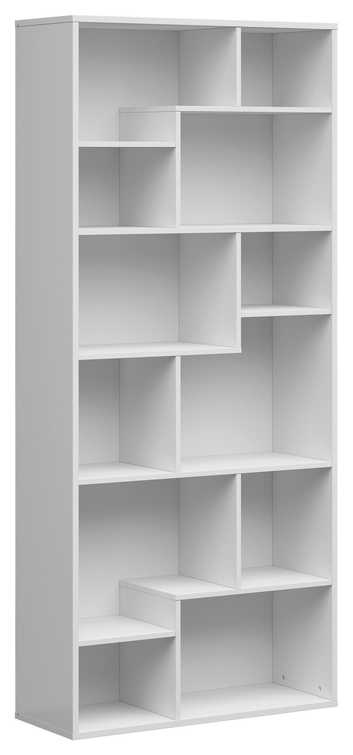 Regal Tetrix Bookshelf - Weiß Hochglanz/Weiß, Design, Holzwerkstoff (87,5/197,5/33,5cm)