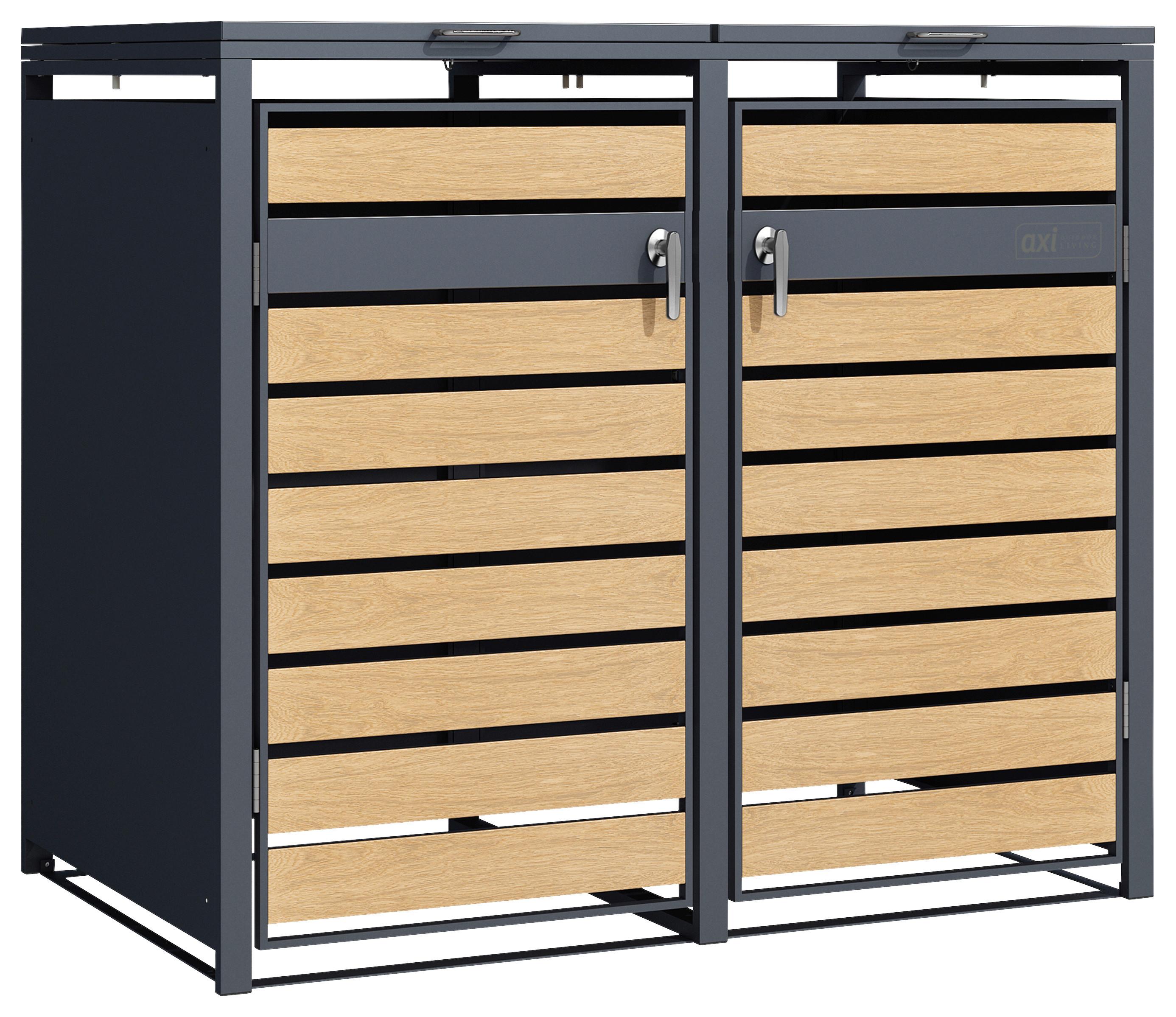 Mülltonnenbox A093.002.00 - Anthrazit/Braun, KONVENTIONELL, Metall (132/116/80cm) - Ambia Garden