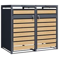 Mülltonnenbox A093.002.00 - Anthrazit/Braun, KONVENTIONELL, Metall (132/116/80cm) - Ambia Garden