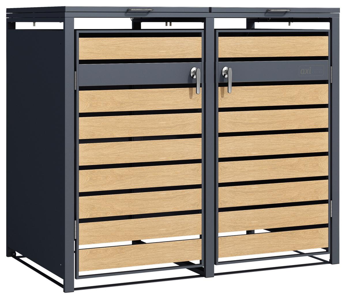 Mülltonnenbox A093.002.00 - Anthrazit/Braun, KONVENTIONELL, Metall (132/116/80cm) - Ambia Garden