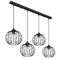Hängeleuchte Kristall H: 120 cm 4-Flammig - Schwarz, Basics, Glas/Metall (80/20/120cm) - Globo