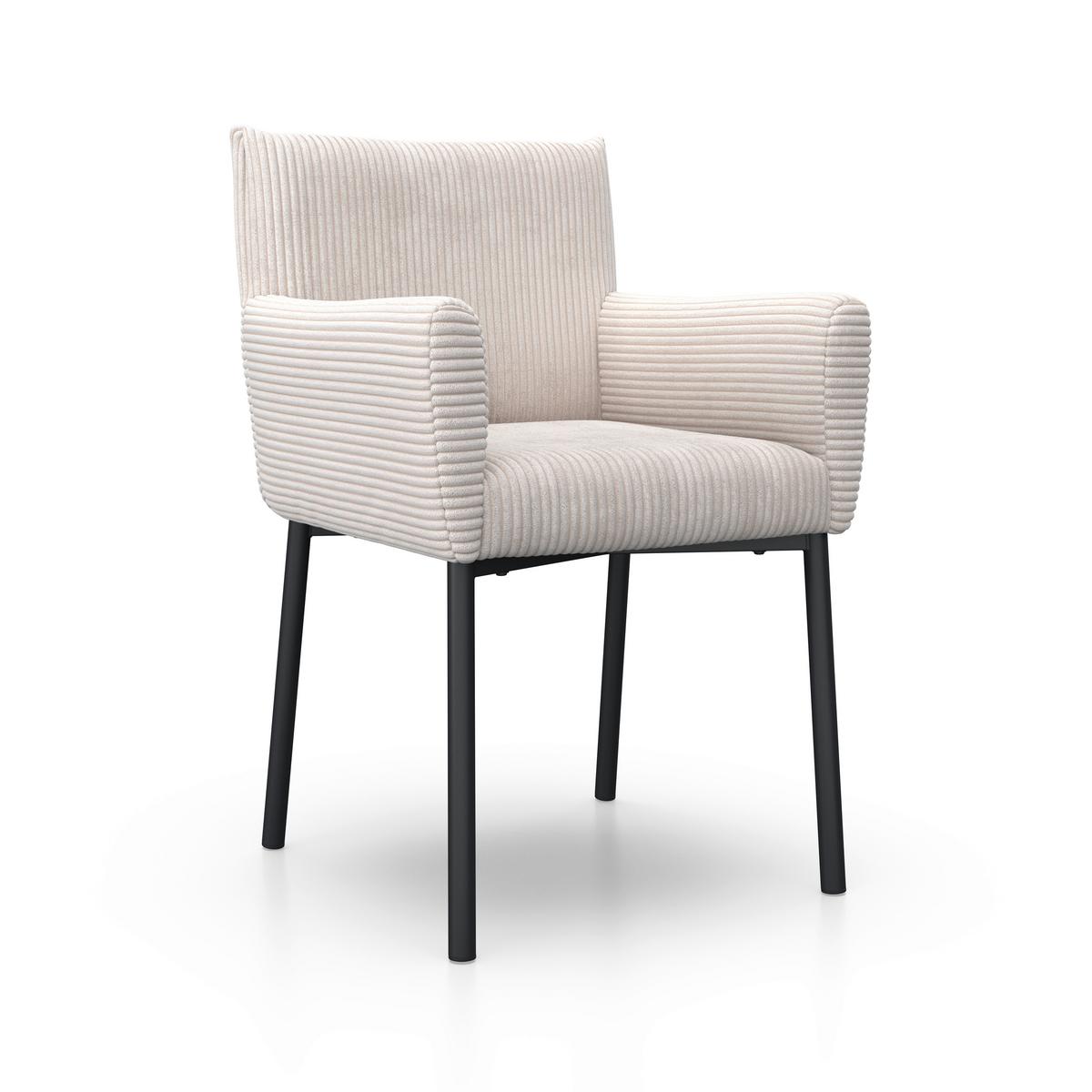 STOLIČKA S PODRÚČKAMI SOFIA - čierna/béžová, Modern, kov/drevo (57/87/58cm) - Bessagi Home