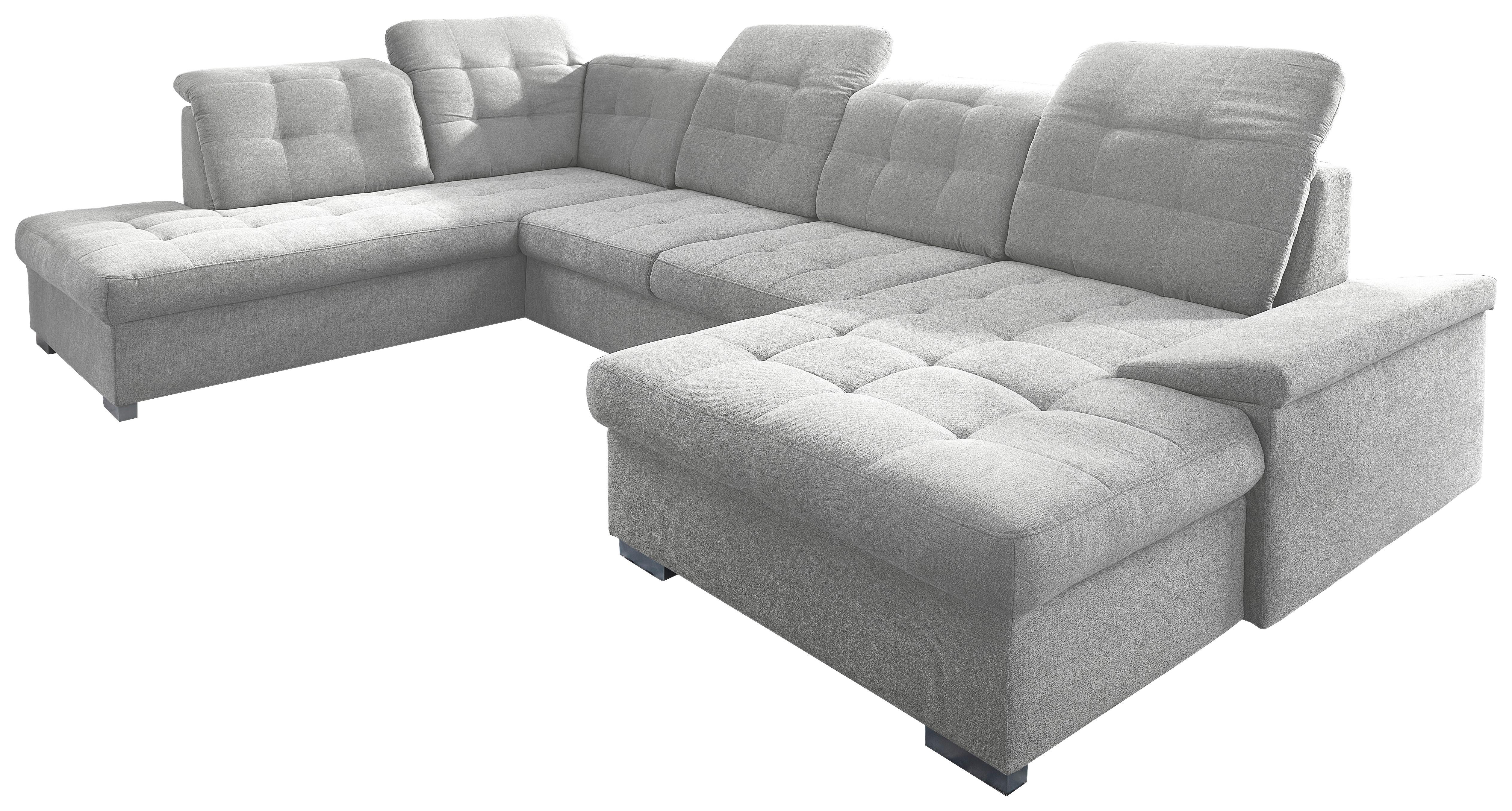 Wohnlandschaft Zira Mit Schlaffunktion Silberfarben - Chromfarben/Silberfarben, Design, Textil (212/330/169cm) - Livetastic