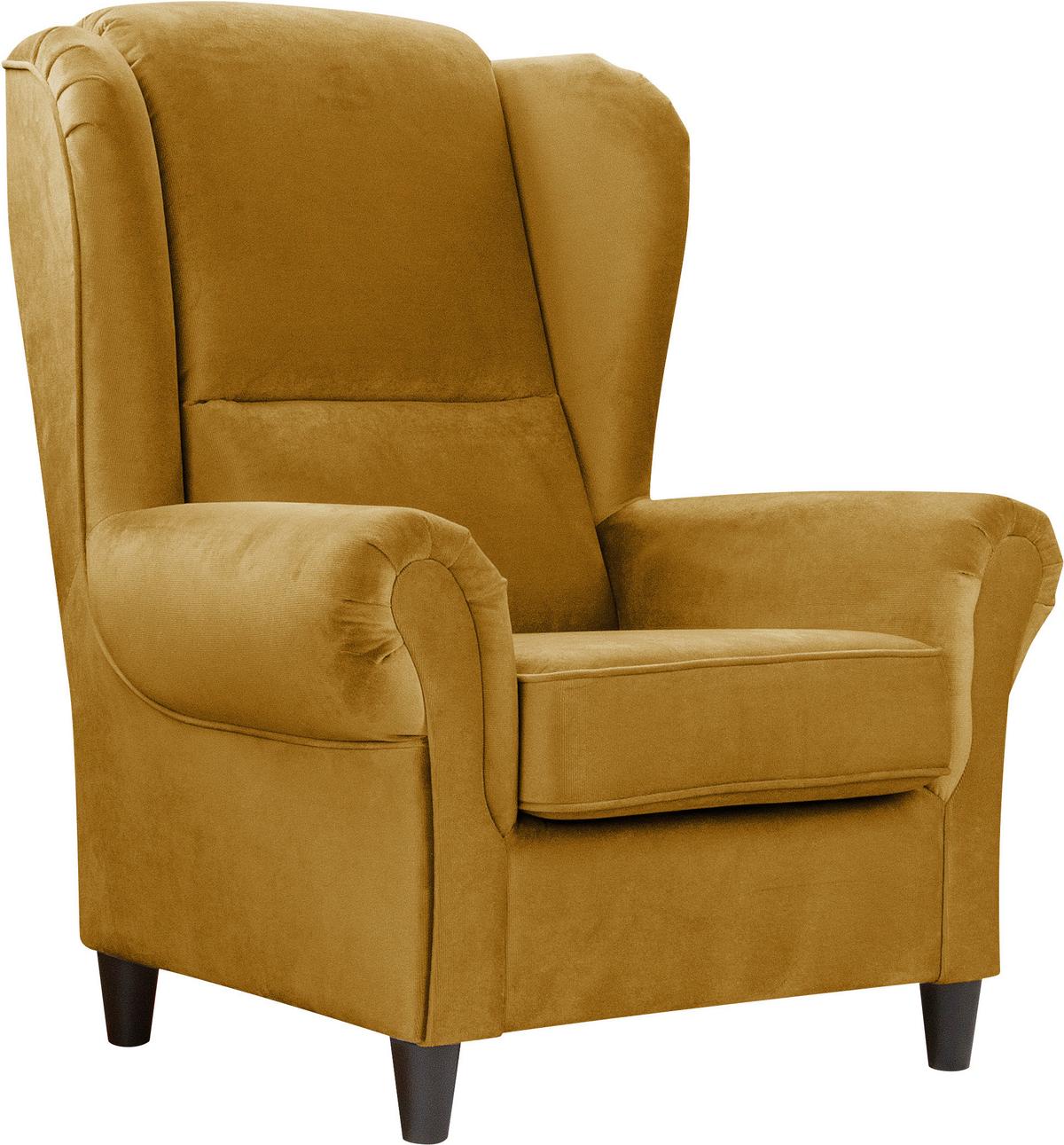 Ohrensessel Baron Senfgelb B: 94 cm - Senfgelb/Schwarz, Design, Textil (94/112/92cm) - MID.YOU