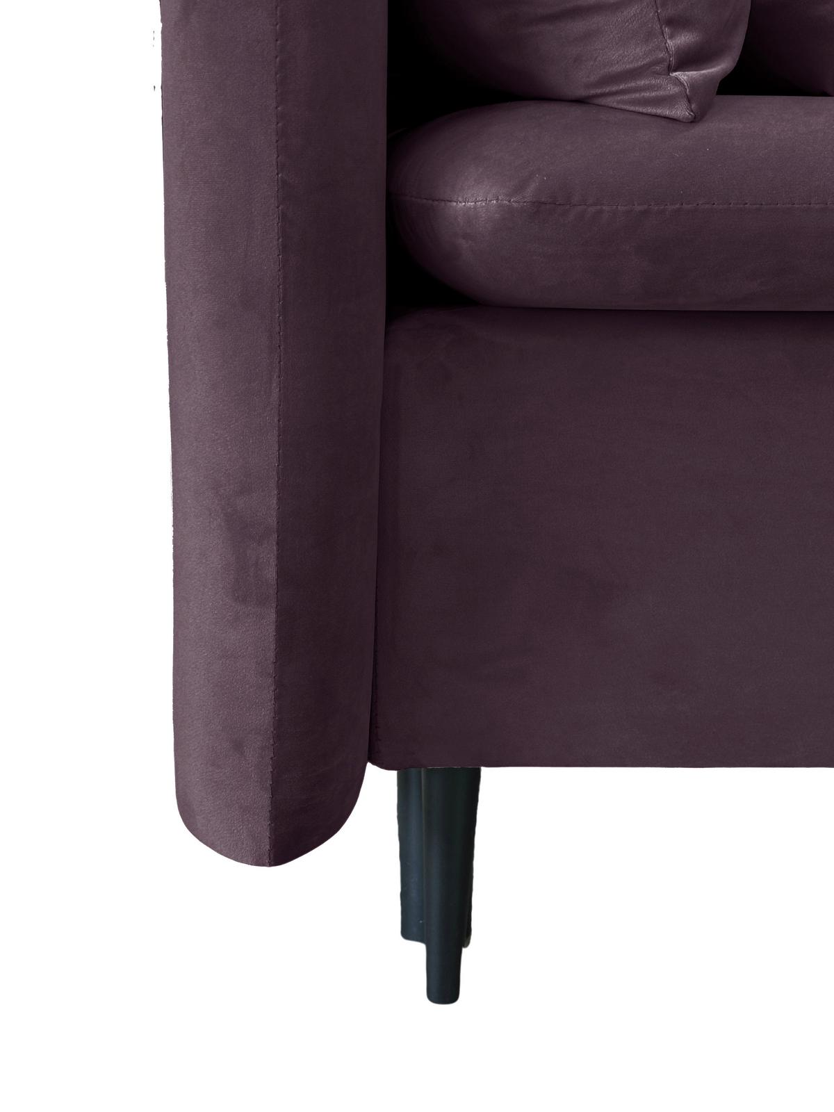 Schlafsofa Mit Bettkasten Orlando Aubergine B: 220 Cm - Aubergine/Schwarz, Design, Textil (220/96/102cm) - MID.YOU