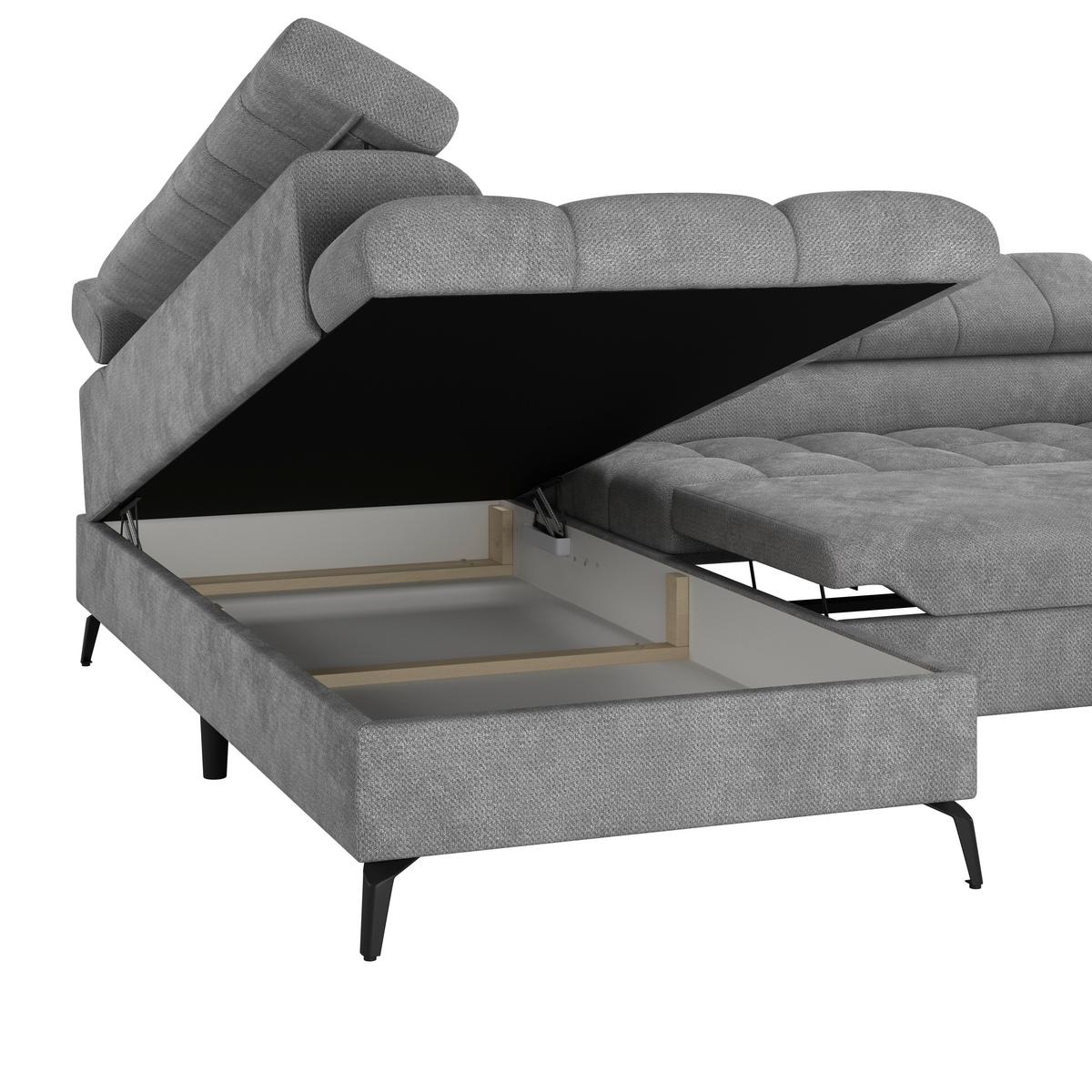 Ecksofa Volf Links New Gau, S: 203x261 cm - Hellgrau/Schwarz, Trend, Kunststoff/Textil (203/261cm)