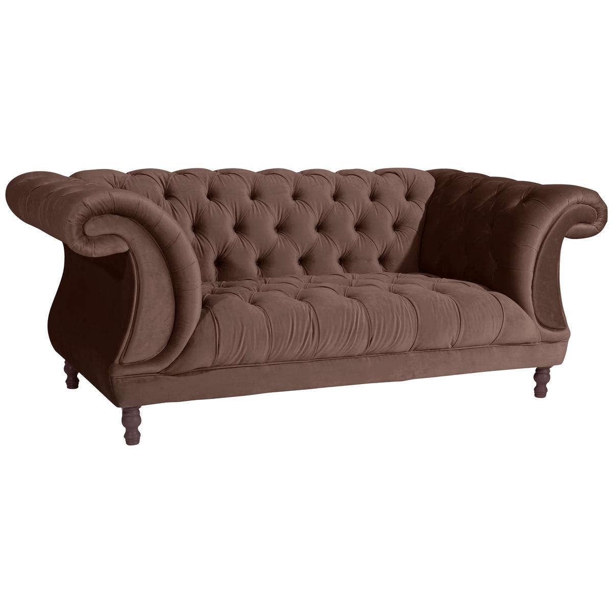 2-Sitzer-Sofa Ivette mit Armlehnen Braun Velours - Nussbaumfarben/Braun, Design, Textil (200/80/100cm) - Max Winzer